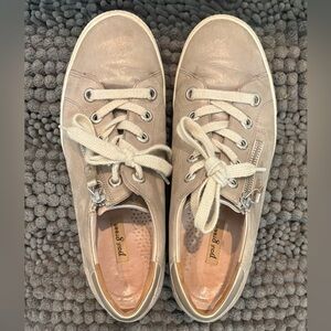 Paul Green Women's Golden Pewter Leather Sneakers